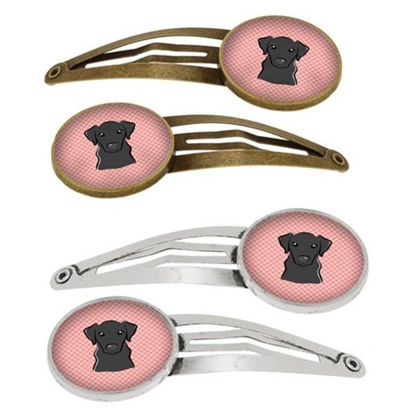 Carolines Treasures Checkerboard Pink Black Labrador Barrettes Hair Clips, Set of 4, 4PK BB1235HCS4